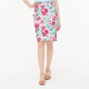 J. Crew Factory Size 2 Tropical Floral Basketweave Pencil Skirt-Lined-Kick Pleat